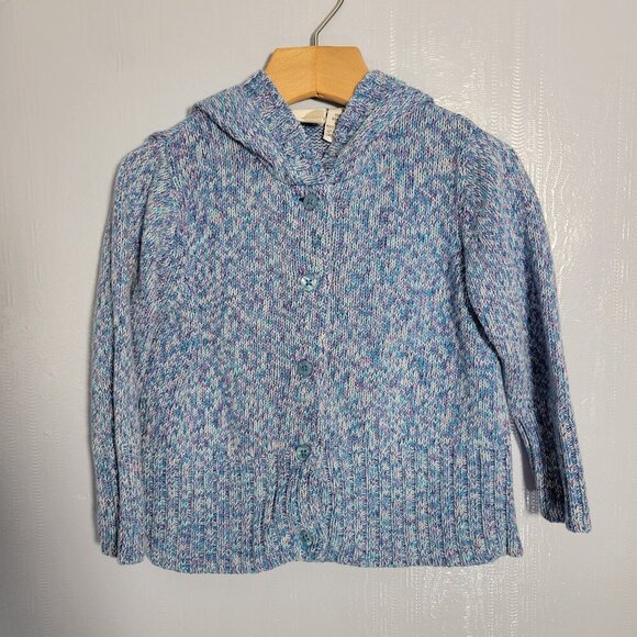 Circo Girls 3T Heathered Blue Purple Hooded Button Up Longsleeve Sweater - Picture 1 of 10